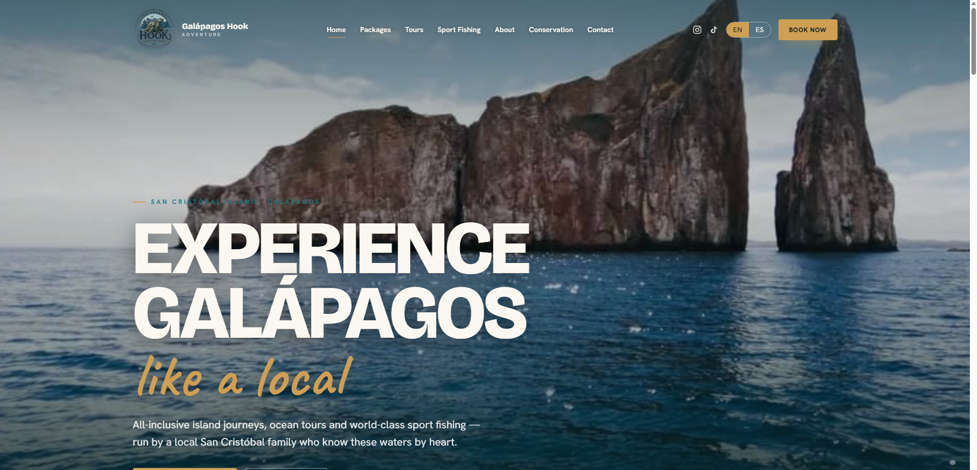 Sitio web Galápagos Hook Adventure